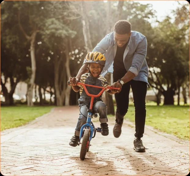 Father with son riding a bike